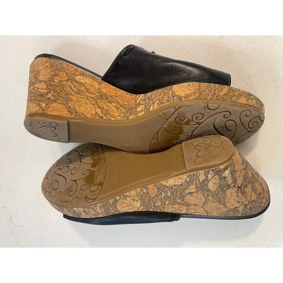 Vintage Brighton Shore Shoes Slip On Open Toe Cork Wedge Slides 9.5 M - Picture 6 of 6